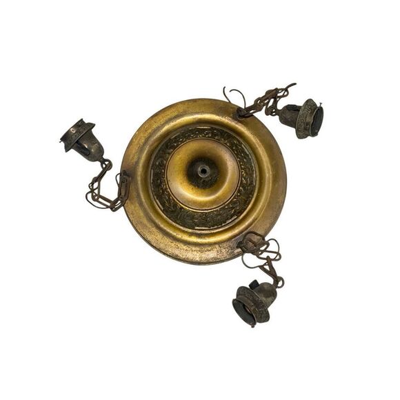 Antique Pan Light Fixture Brass 14” - Picture 1 of 8